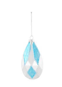 Ornament glas 5cm blauw_wit_zilver 2 stuks Ôé¼5,49