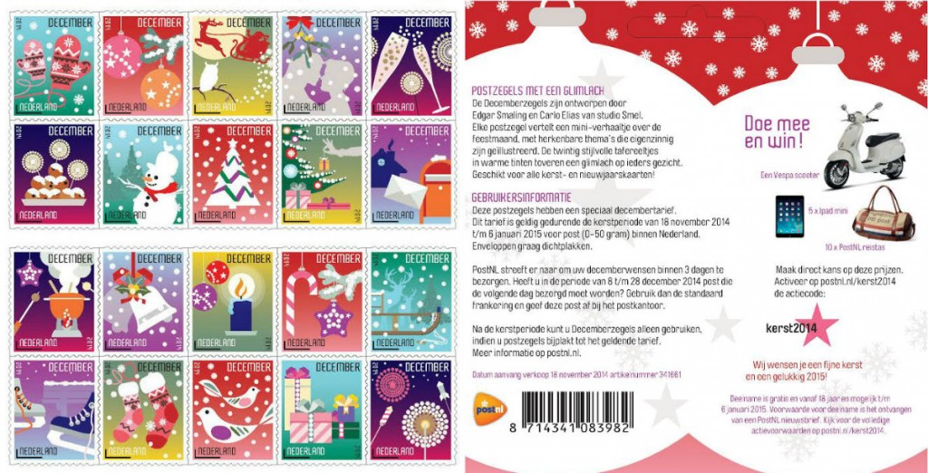 collage postzegels kerst decemberzegels 2014