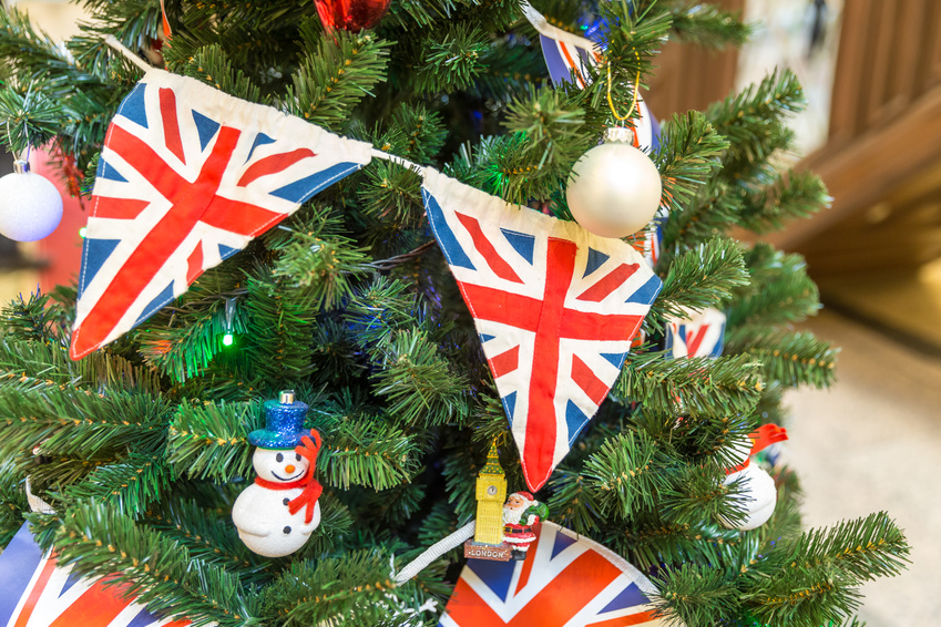 Christmas tree decoration with british flag