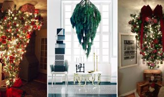 Hoe maak je de kerstboom ondersteboven aan het plafond vast?