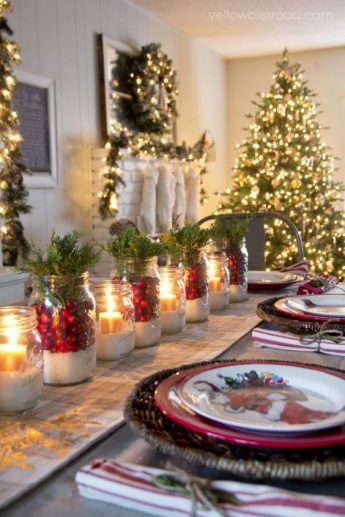 centerpiece met mason jars
