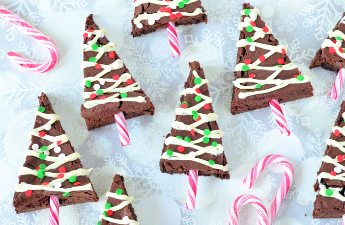 kerstboom brownies met candy canes