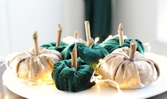 Pompoenen van fluweel & twijgje maken