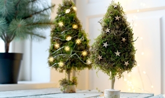 Kleine kerstboompjes van mos maken