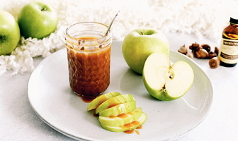 Karamel-zeezoutsaus met appelcider & kaneel Appelcider karamelsaus