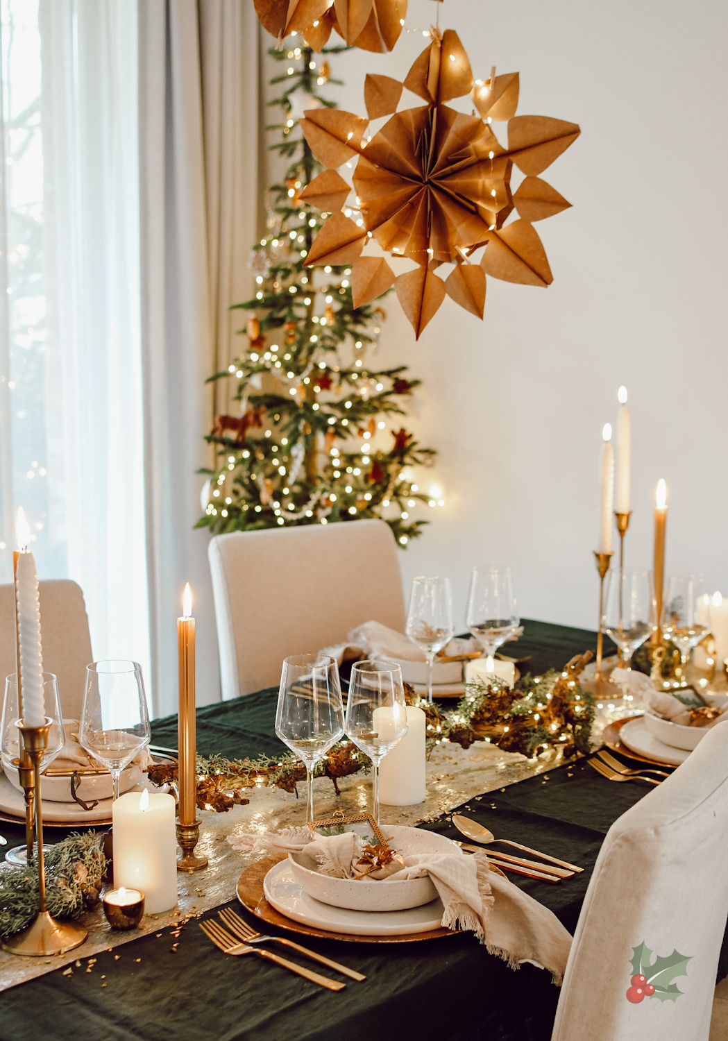 natuurlijke kerstdecoratie - kersttafel dekken en versieren